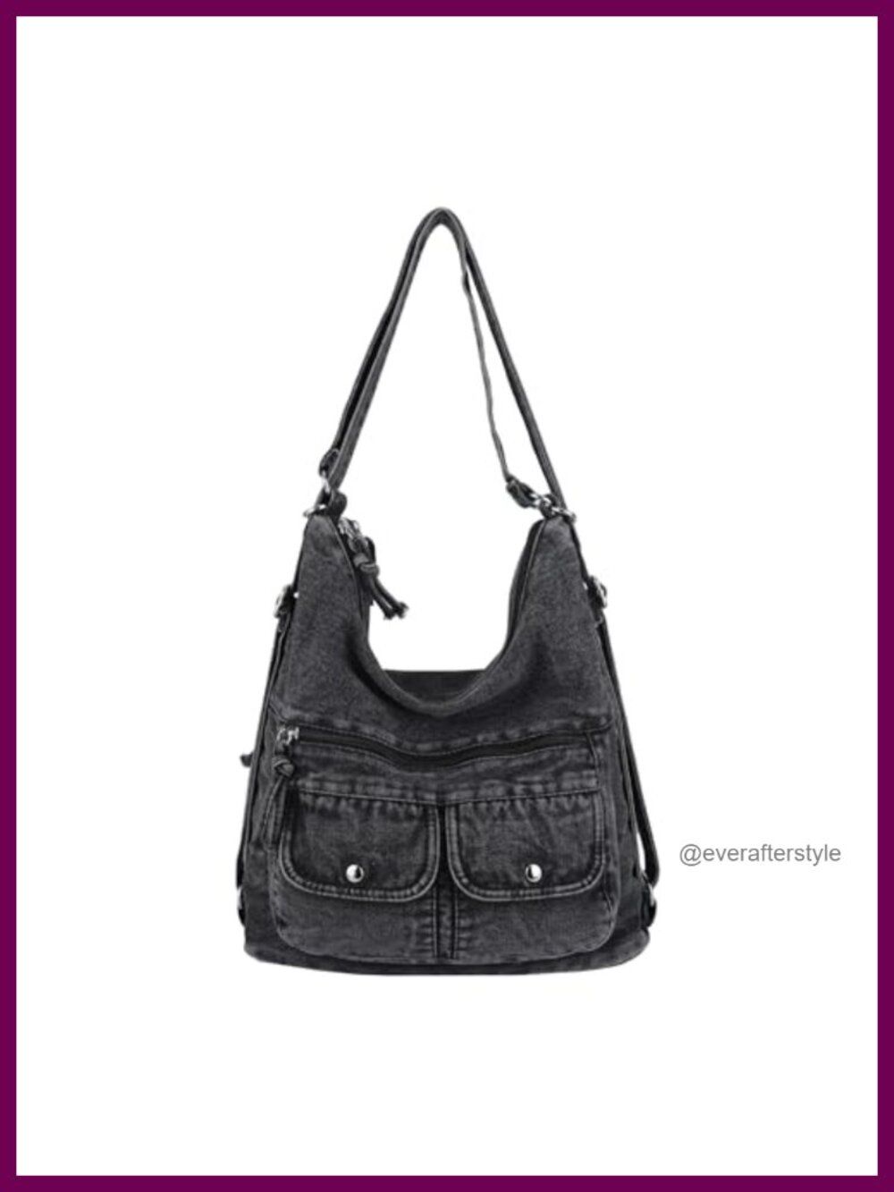 Washed Denim Convertible Crossbody Hobo Bag 4-in-1 Backpack Tote Purse